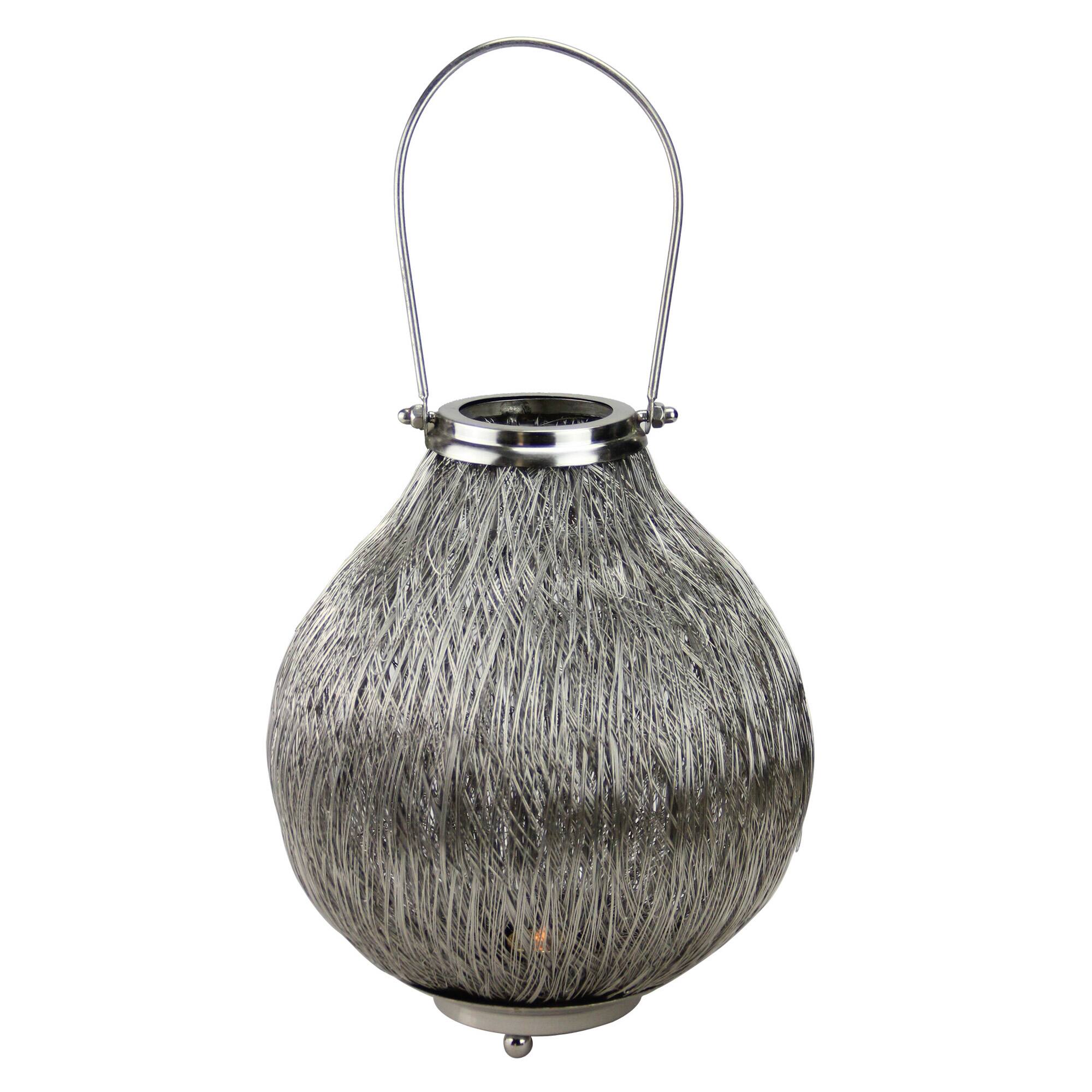 18.5" Urban Life Tea Light Candle Holder Lantern, Silver
